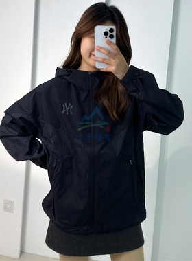MLB男女26新款NY复古拼接情侣宽松休闲连帽运动夹克外套3AWJM0763