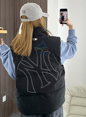 25秋季新款MLB羽绒马甲男女NY大标防泼水运动棉羽背心3ADVB0156