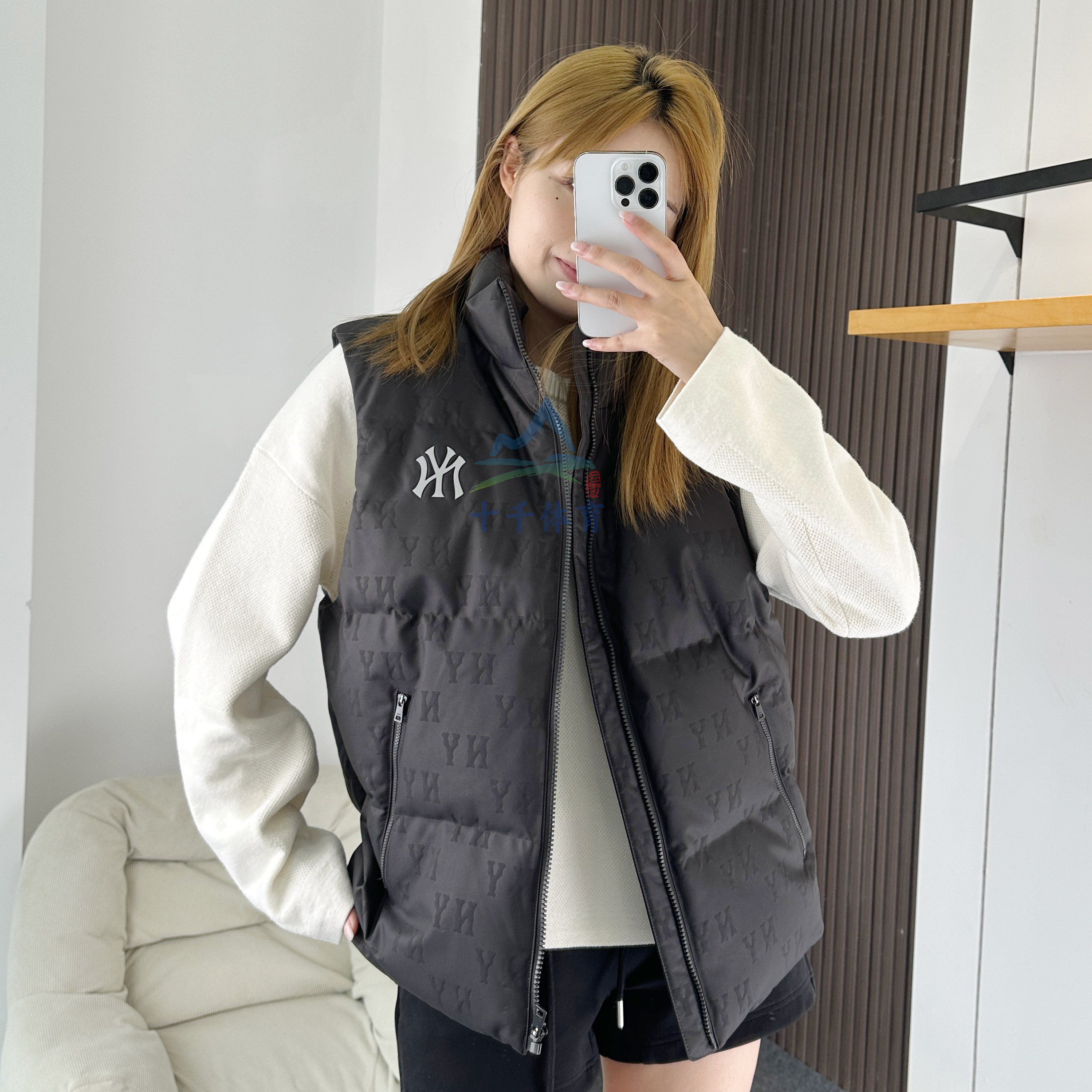 MLB羽绒马甲男女NY老花运动背心