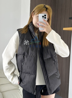 25秋季新款MLB羽绒马甲男女NY暗纹老花满标立领运动背心3ADVM0356