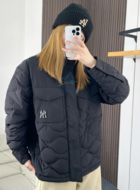 MLB情侣羽绒服25新款男女NY菱格压印保暖运动棉羽外套3ADJB0256