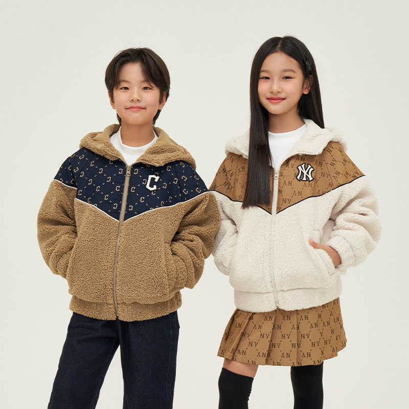 MLB儿童NY钻石老花仿羊羔绒外套