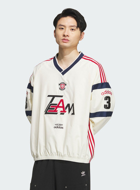 adidas阿迪达斯三叶草V领球衣男宽松长袖套头运动衫KC0112/KC0113