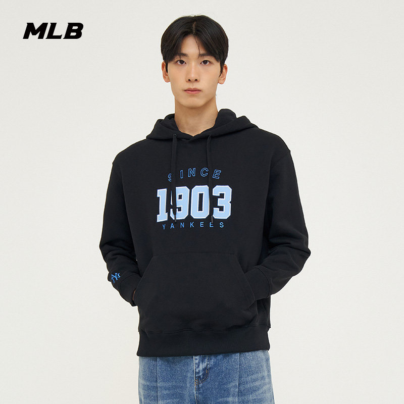 MLB男女学院风字母连帽套头卫衣
