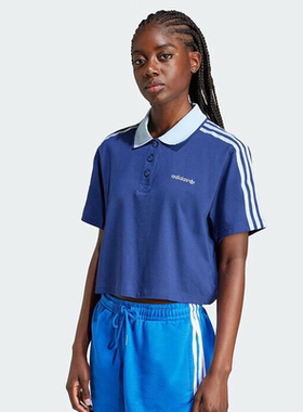 Adidas阿迪达斯三叶草女休闲翻领POLO衫运动短袖T恤IX3543/IX3555