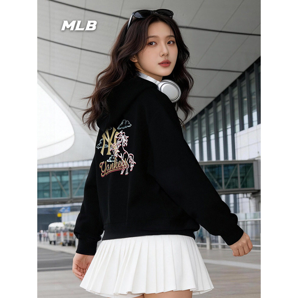 MLB男女新年快印花连帽运动卫衣