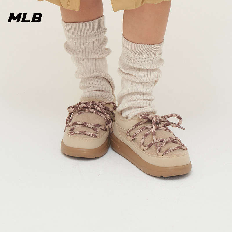 MLB女款仿羊羔绒厚底增高棉鞋