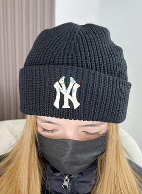 25秋季新款MLB毛线帽男女NY刺绣大标保暖冷帽针织运动帽3ABNBM256