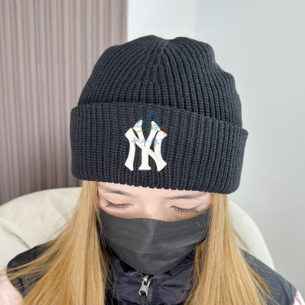 25秋季新款MLB毛线帽男女NY刺绣大标保暖冷帽针织运动帽3ABNBM256