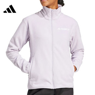 adidas阿迪达斯女子25秋冬保暖训练抓绒衣立领运动夹克外套JP1453