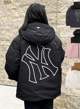 24新款MLB情侣羽绒服男女NY镂空拼接撞色保暖棉羽外套3ADJB0646