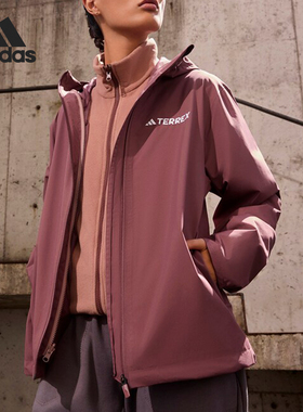 Adidas阿迪达斯冲锋衣女士新款保暖连帽休闲抓绒三合一外套JY4793