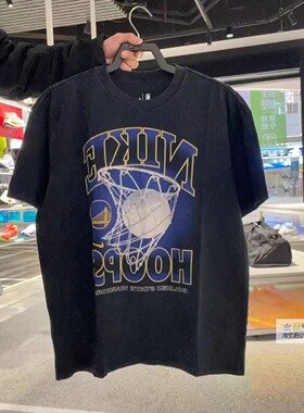 25夏季新款NIKE耐克NBA金州勇士队男子复古纯棉宽松短袖T恤HQ1281