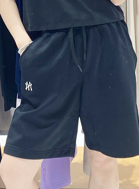 24新款MLB情侣短裤男女NY小标刺绣五分裤针织休闲运动裤3ASPB0343