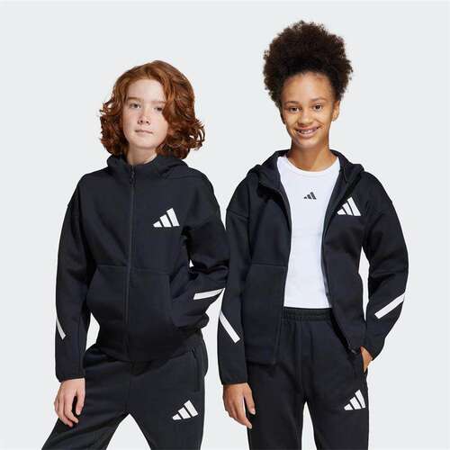 Adidas阿迪达斯新款大童运动舒适针织休闲连帽运动外套JC7574