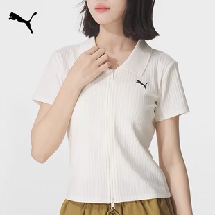 25秋季新款PUMA彪马polo衫女款针织拉链翻领运动休闲短袖634779