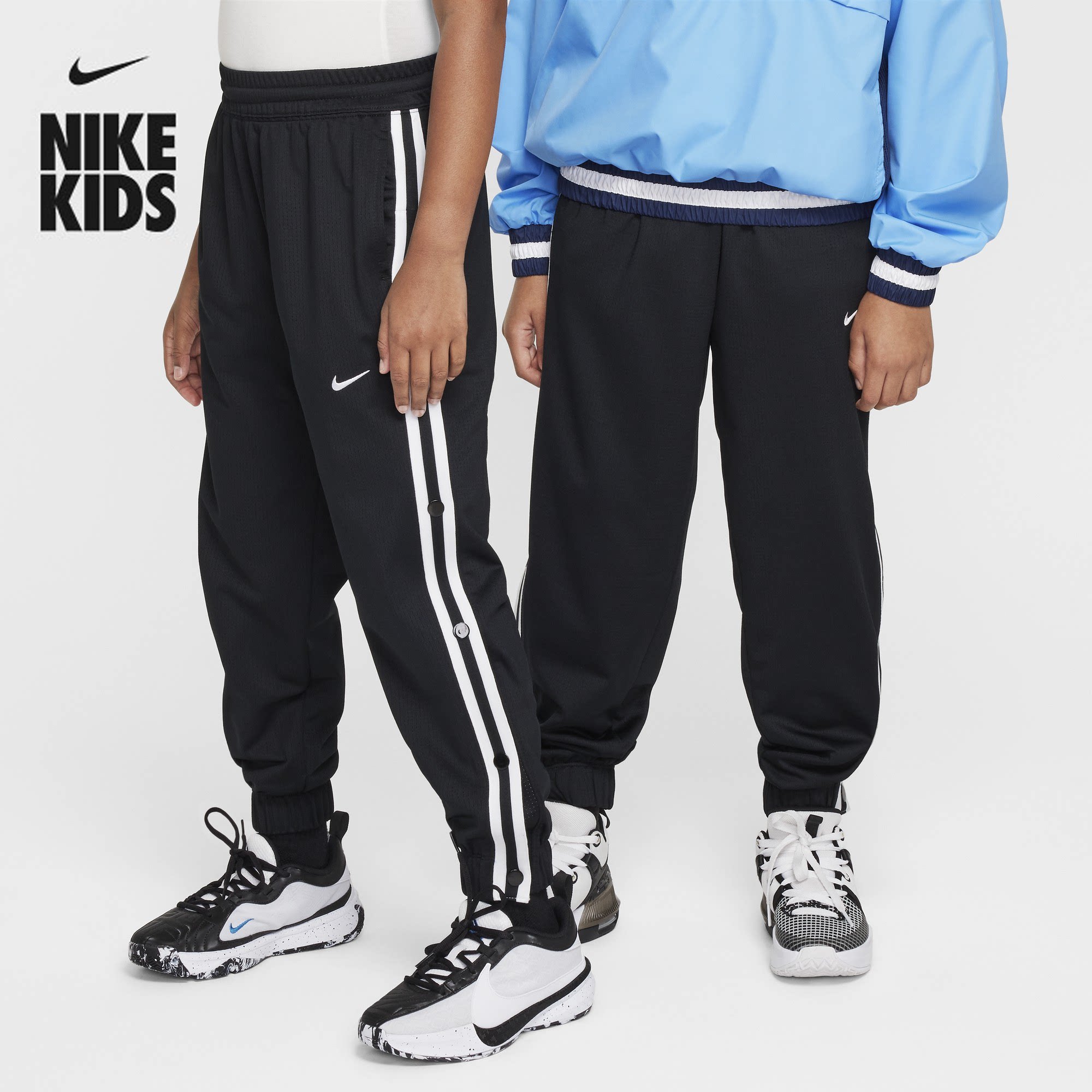 NIKE耐克大童宽松春季新款男女童休闲透气排扣轻便篮球长裤FZ5244