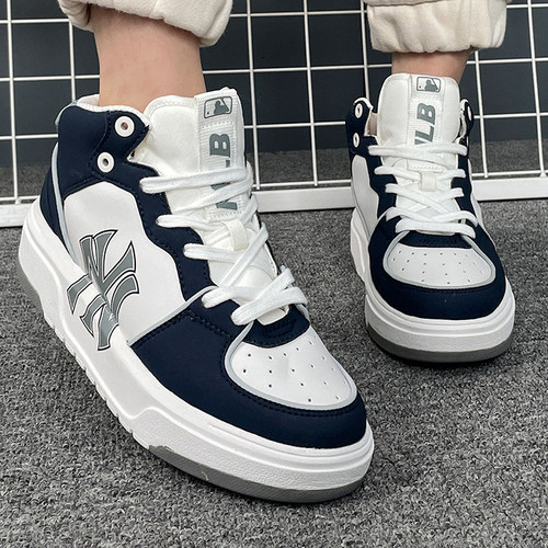 MLB男鞋同款印花厚底高帮小白鞋