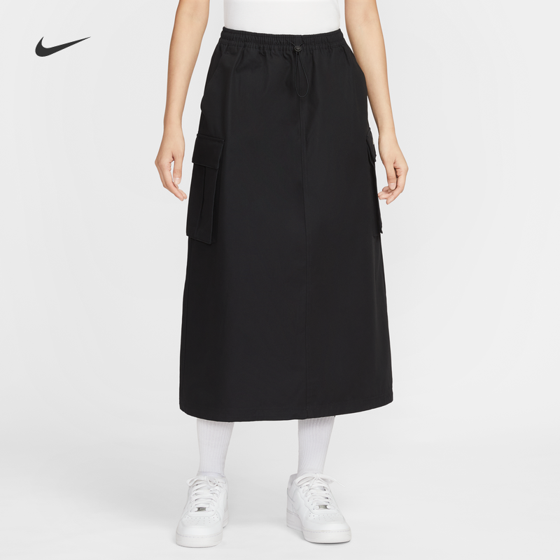 NIKE耐克女子25春季运动休闲工装机能风刺绣中长款半身裙HV2497