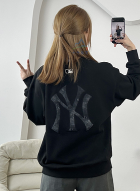 25秋季新款MLB卫衣男女NY大标复古老花运动休闲套头衫3AMTM0654