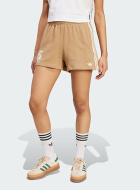 adidas阿迪达斯三叶草休闲复古印花三条纹运动短裤JW6063/JW6065