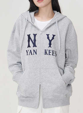 25新款MLB情侣外套男女NY刺绣连帽卫衣开衫休闲运动夹克3ATRB0551