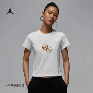 JORDAN乔丹耐克女25秋季运动休闲舒适透气纯棉圆领短袖T恤IH2386