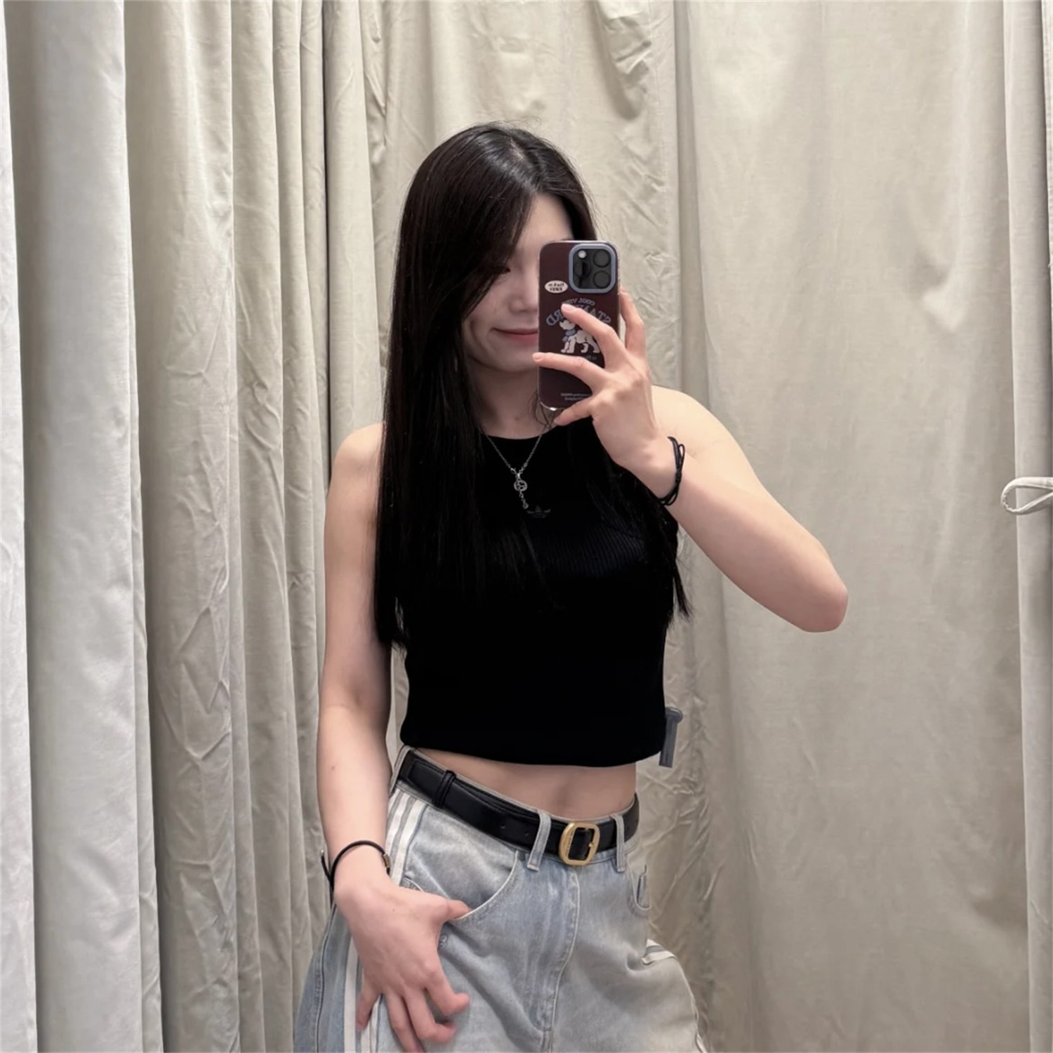 阿迪达斯三叶草女子针织吊带背心