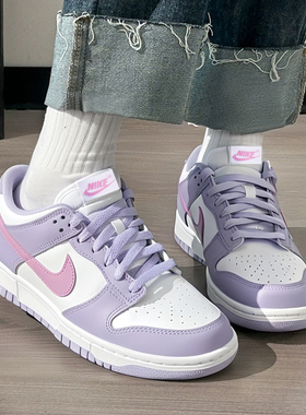 NIKE耐克dunk紫色儿童女款板鞋低帮潮流舒适休闲鞋运动鞋HQ1185