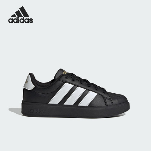 阿迪达斯大童运动系带耐磨板鞋