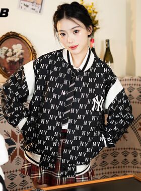 MLB正品男女情侣针织夹克休闲运动棒球服宽松外套24春新3AJPM0141