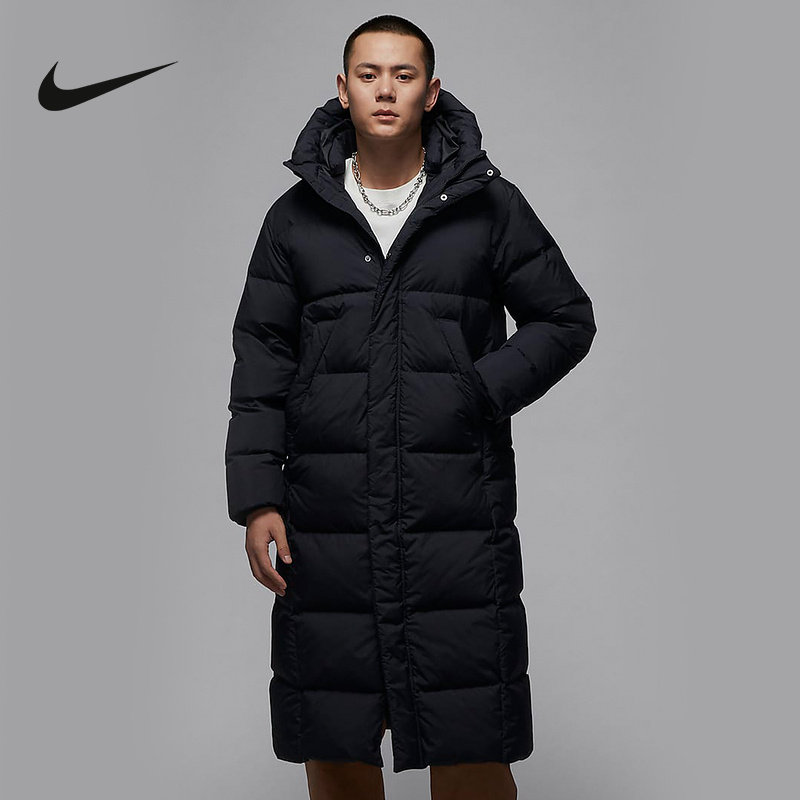 Nike耐克新款JORDAN男士防风保暖休闲中长款运动连帽羽绒服FV7270