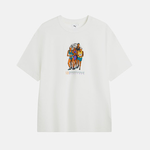 PUMA彪马短袖男女款情侣黑标圆领舒适透气户外运动休闲T恤629413