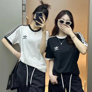 26春季新款阿迪达斯三叶草男子三条杠短袖T恤KB2459/KB2460IA4850