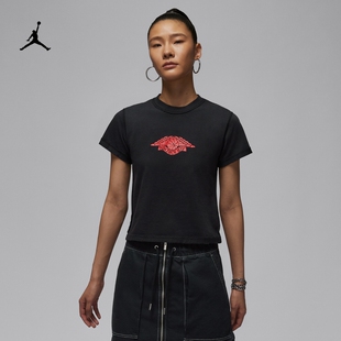 25秋季新款JORDAN耐克乔丹RARE AIR女子纯棉印花短袖T恤IH2485
