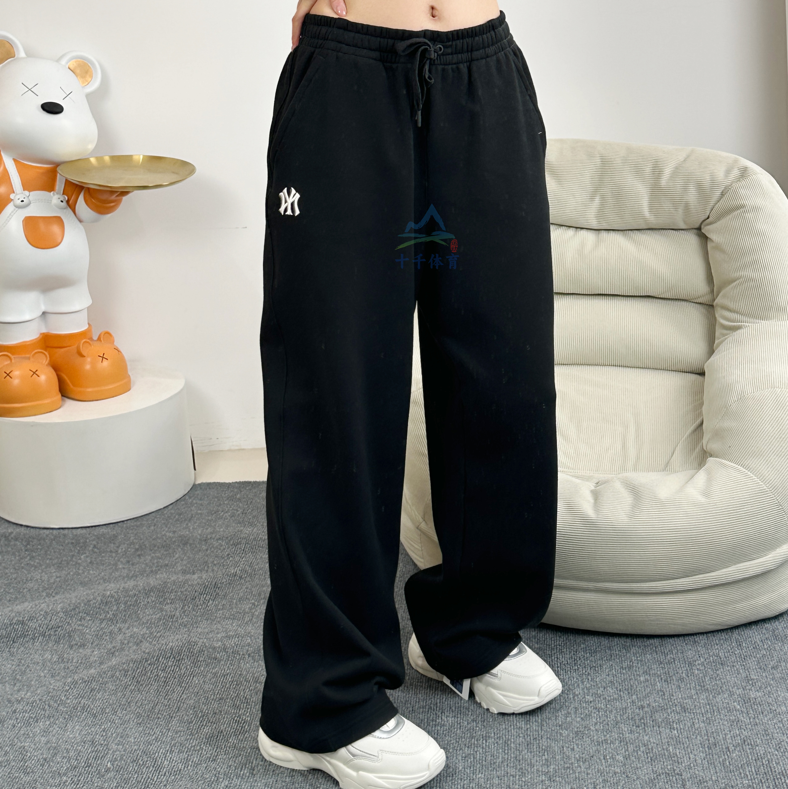 MLB长裤男女NY小标阔腿运动裤