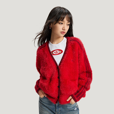 欧阳娜娜同款阿迪达斯开衫女毛衣