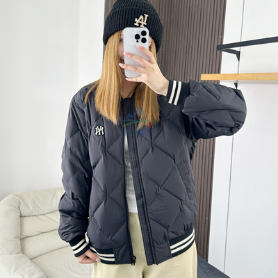 MLB羽绒服男女NY菱格棉羽外套