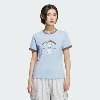 阿迪达斯斑点狗三叶草短袖T恤女