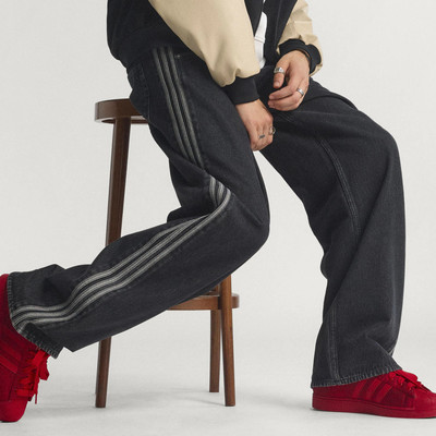 阿迪达斯三叶草男子阔腿牛仔长裤