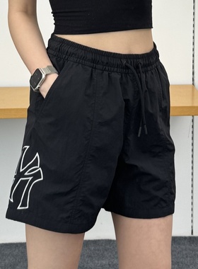 25新款MLB情侣短裤女款NY镂空大标防晒凉感梭织运动裤3ASMB0753