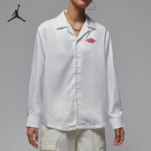 耐克女运动休闲翻领宽松透气衬衫