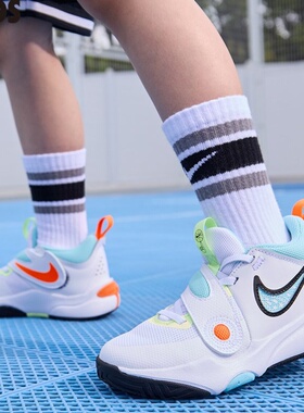 Nike耐克TEAM HUSTLE儿童篮球鞋魔术贴易穿脱运动休闲鞋 HF5737