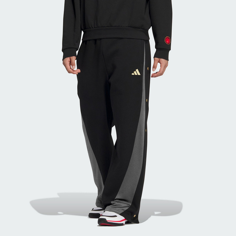 阿迪达斯宽松侧排扣休闲运动裤男