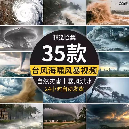 台风海啸海浪自然灾害飓风暴风洪水龙卷风恶劣天气高清短视频素材