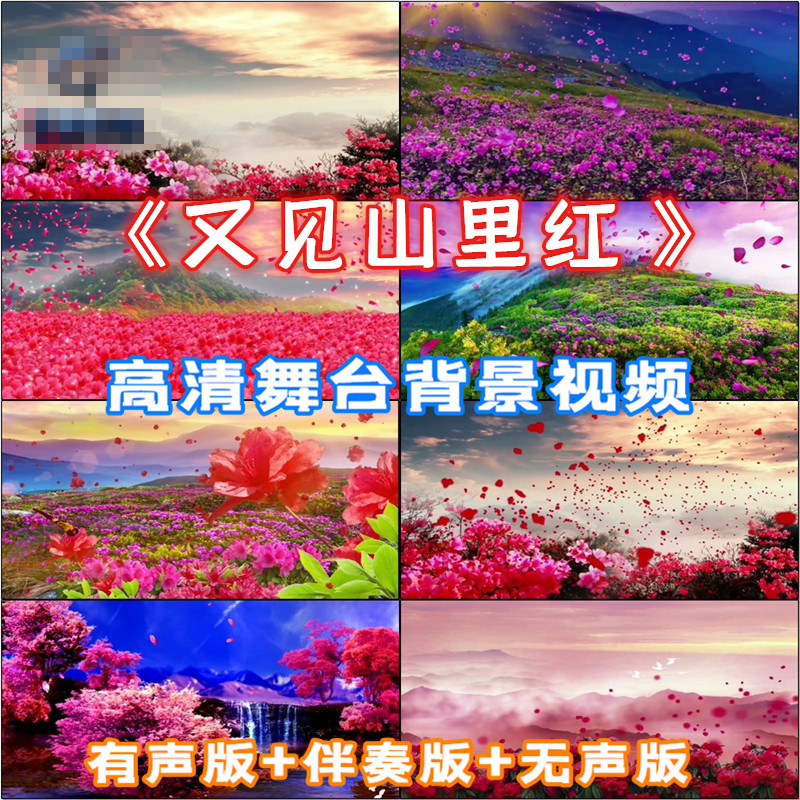 又见山里红 水墨红花鲜花 大型晚会舞台 led背景高清视频 VJ素材