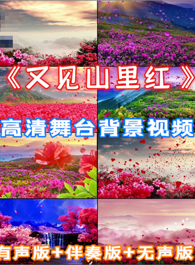 又见山里红 水墨红花鲜花 大型晚会舞台 led背景高清视频 VJ素材