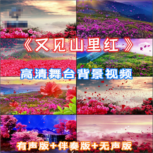 又见山里红 水墨红花鲜花 大型晚会舞台 led背景高清视频 VJ素材