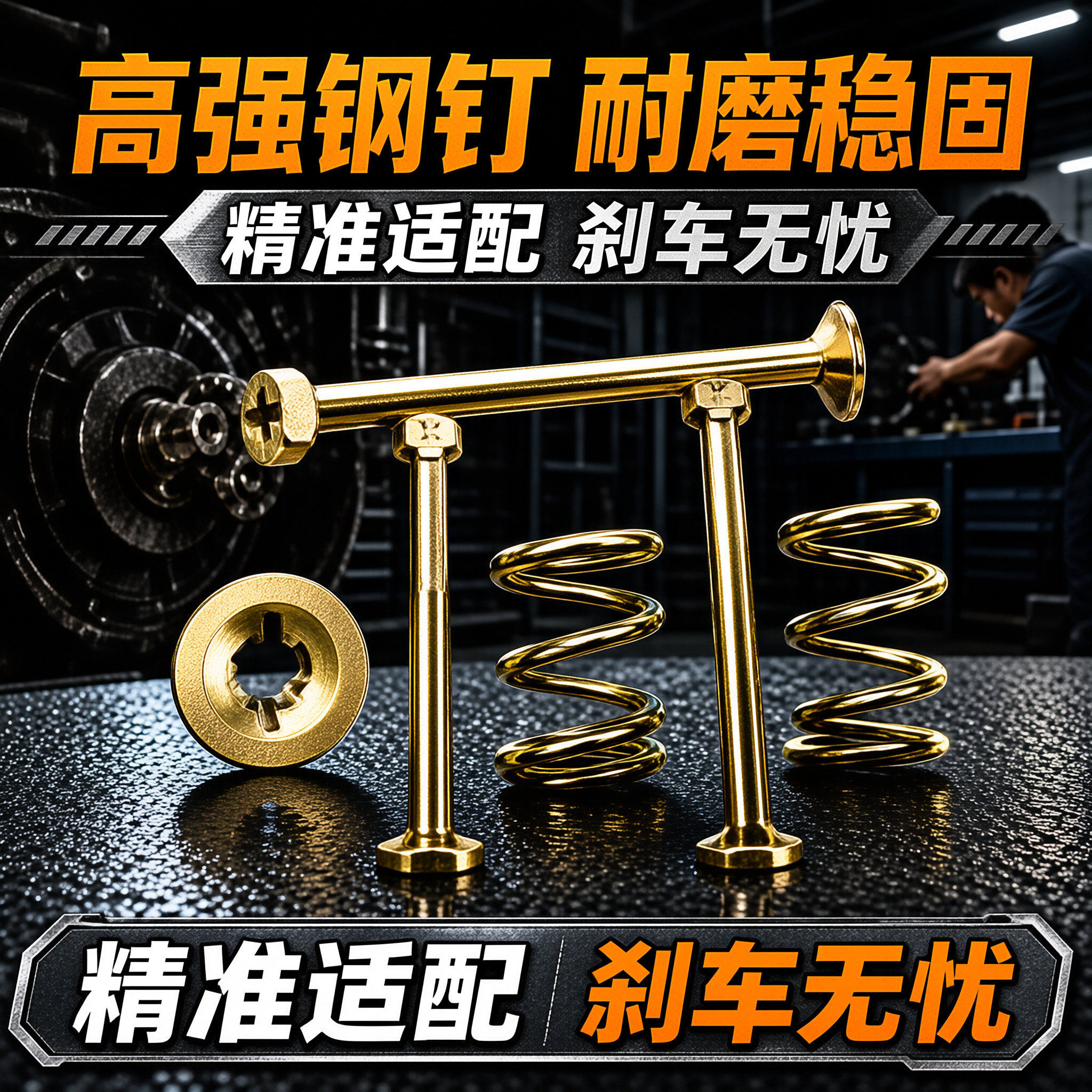 刹车片固定销汽车铲车摩托车鼓稳钉油刹定位弹簧制动盘回位调整栓