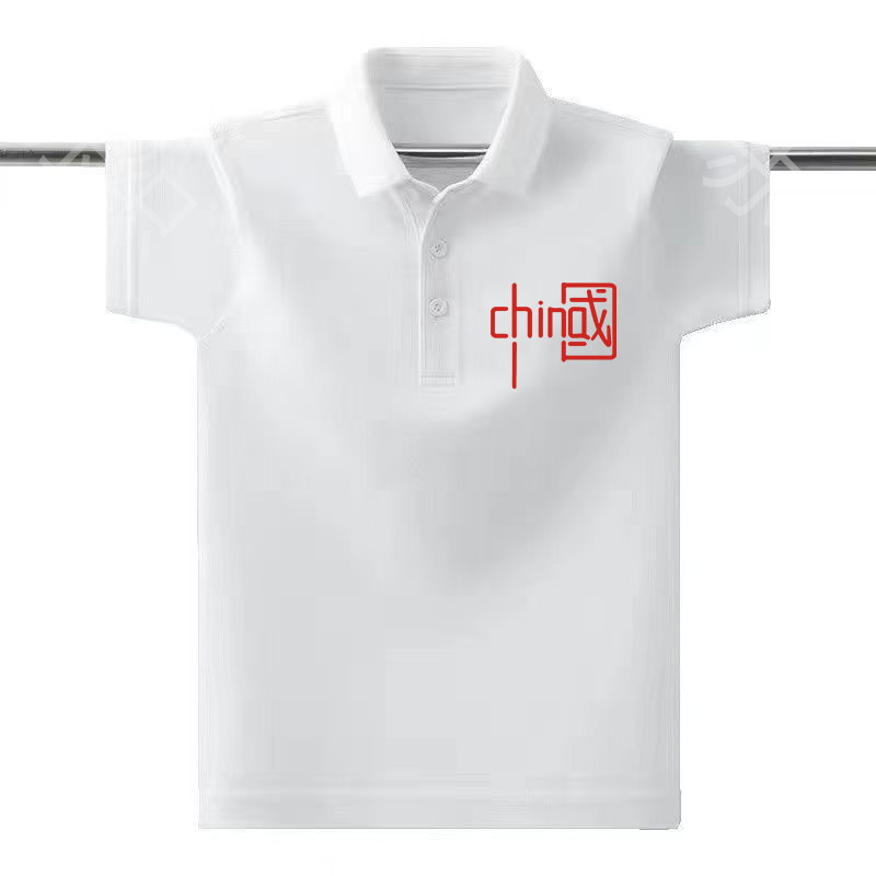 儿童白色POLO衫2025新款国庆团体服爱国主题表演出服男女纯棉上衣